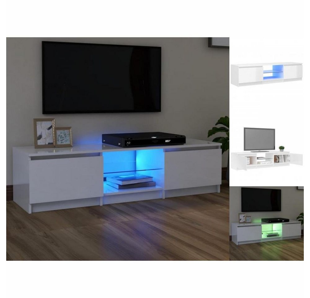 vidaXL TV-Schrank TV-Schrank mit LED-Leuchten Hochglanz-Weiß 140x40x35,5 cm Lowboard von vidaXL