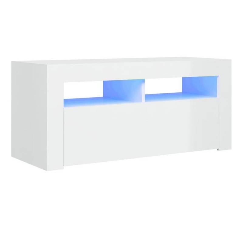 vidaXL TV-Schrank TV-Schrank mit LED Leuchten Hochglanz-Weiß 90x35x40 cm Lowboard von vidaXL