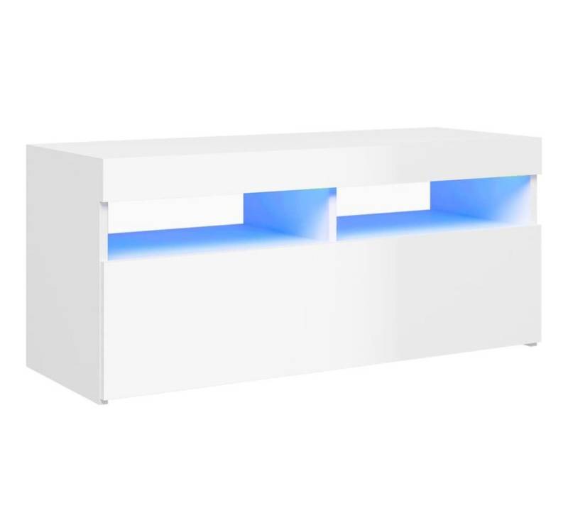 vidaXL TV-Schrank TV-Schrank mit LED Leuchten Hochglanz-Weiß 90x35x40 cm Lowboard von vidaXL