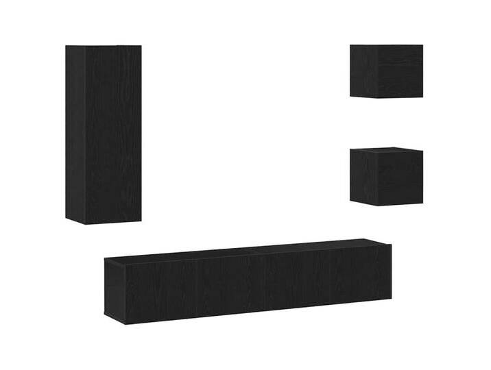 vidaXL TV-Schrank TV-Schranksystem 5 pcs Schwarze Eiche 160 x 30 x 30.5 cm (5-St), schwarz, 5 St., Schwarze Eiche von vidaXL