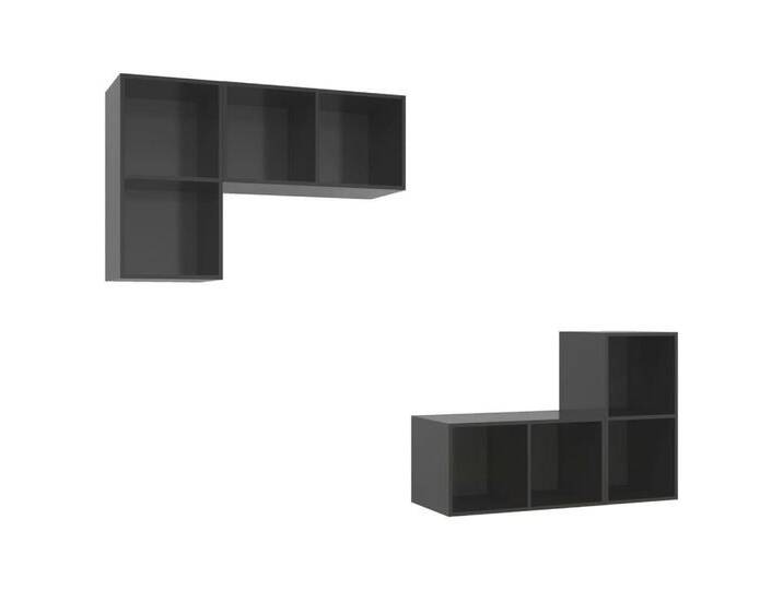 vidaXL TV-Schrank TV-Wandschränke 4 Stk Hochglanz-Grau Spanplatte, grau von vidaXL