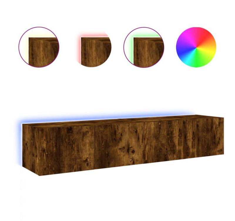 vidaXL TV-Schrank TV-Wandschränke mit LED Leuchten 2 Stk Räuchereiche 80x35x31cm von vidaXL
