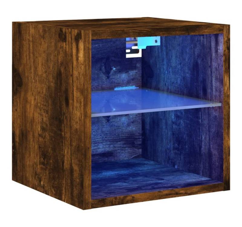 vidaXL TV-Wand TV-Wandschrank mit LED-Leuchten Räuchereiche 30x28,5x30 cm, (1-St) von vidaXL