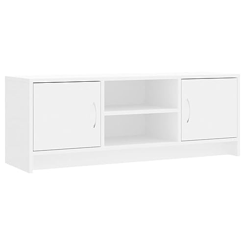 vidaXL TV Schrank, Fernsehschrank mit viel Stauraum, Lowboard für Fernseher Wohnzimmer, Fernsehtisch HiFi Schrank TV Möbel, Weiß Holzwerkstoff von vidaXL