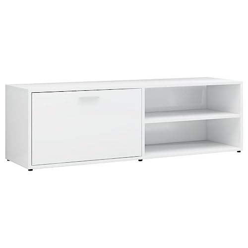 vidaXL TV Schrank mit 1 Tür 2 Fächern TV Möbel Lowboard Fernsehtisch Fernsehschrank Sideboard HiFi-Schrank Hochglanz-Weiß 120x34x37cm Holzwerkstoff von vidaXL