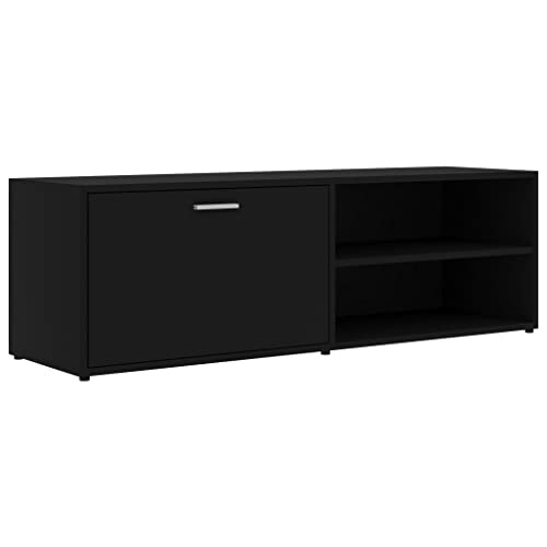 vidaXL TV Schrank mit 1 Tür 2 Fächern TV Möbel Lowboard Fernsehtisch Fernsehschrank Sideboard HiFi-Schrank Schwarz 120x34x37cm Holzwerkstoff von vidaXL