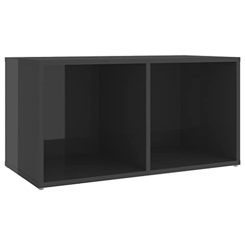 vidaXL TV Schrank mit 2 Fächern Lowboard TV Möbel Tisch Board Sideboard Fernsehtisch Fernsehschrank HiFi-Schrank Hochglanz-Grau 72x35x36,5cm Holzwerkstoff von vidaXL