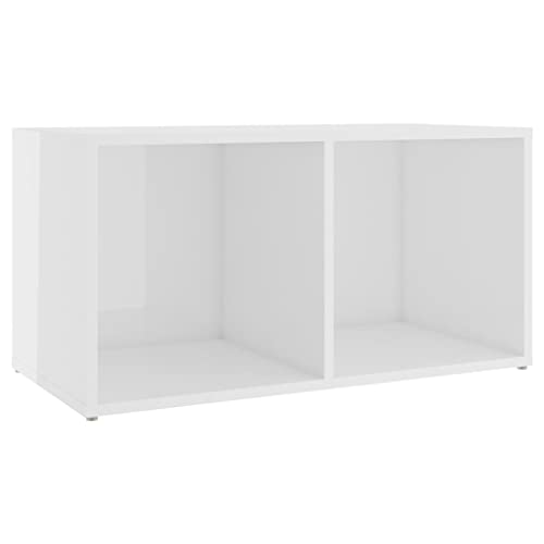 vidaXL TV Schrank mit 2 Fächern Lowboard TV Möbel Tisch Board Sideboard Fernsehtisch Fernsehschrank HiFi-Schrank Hochglanz-Weiß 72x35x36,5cm Holzwerkstoff von vidaXL