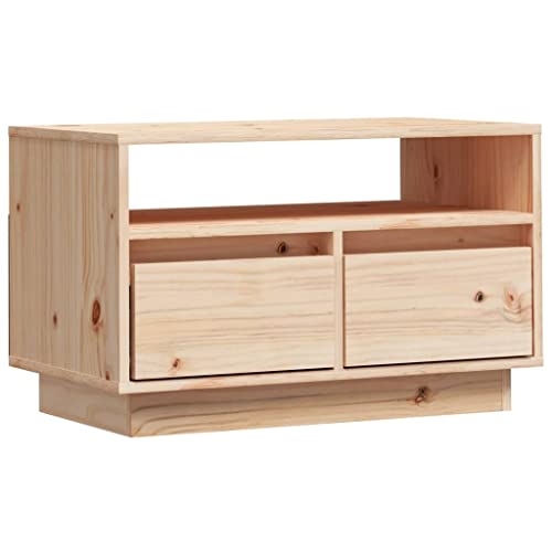 vidaXL TV Schrank mit 2 Schubladen 1 Fach Lowboard TV Möbel Tisch Board Sideboard Fernsehtisch Fernsehschrank HiFi-Schrank 60x35x37cm Massivholz Kiefer von vidaXL