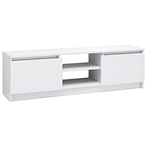 vidaXL TV Schrank mit 2 Schubladen 2 Fächern Lowboard Fernsehtisch Fernsehschrank TV Möbel Sideboard Hochglanz-Weiß 120x30x35,5cm Holzwerkstoff von vidaXL