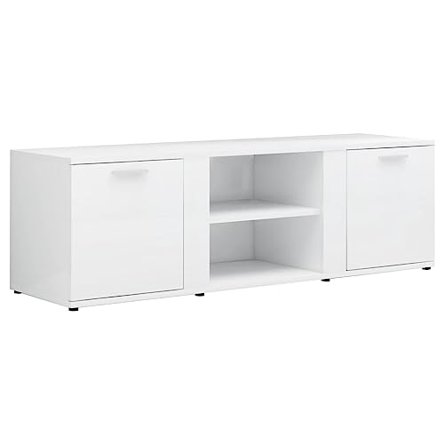 vidaXL TV Schrank mit 2 Türen 2 Fächern TV Möbel Lowboard Fernsehtisch Fernsehschrank Sideboard HiFi-Schrank Hochglanz-Weiß 120x34x37cm Holzwerkstoff von vidaXL