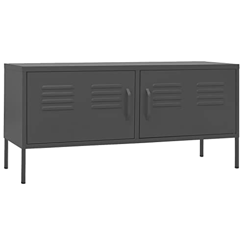 vidaXL TV Schrank mit 2 Türen Lowboard TV Möbel Tisch Board Sideboard Fernsehtisch Fernsehschrank HiFi-Schrank Anthrazit 105x35x50cm Stahl vidaXL TV Schrank mit 2 Türen Lowboard TV Möbel Tisch Board Sideboard Fernsehtisch Fernsehschrank HiFi-Schrank Anthrazit 105x35x50cm Stahl von vidaXL