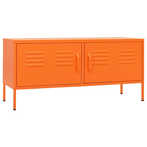 vidaXL TV Schrank mit 2 Türen Lowboard TV Möbel Tisch Board Sideboard Fernsehtisch Fernsehschrank HiFi-Schrank Orange 105x35x50cm Stahl von vidaXL