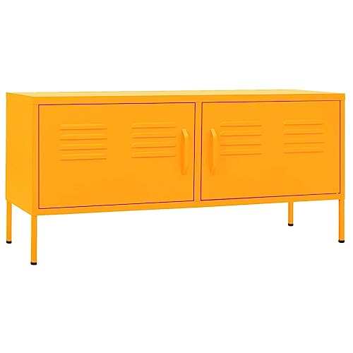 vidaXL TV Schrank mit 2 Türen Lowboard TV Möbel Tisch Board Sideboard Fernsehtisch Fernsehschrank HiFi-Schrank Senfgelb 105x35x50cm Stahl von vidaXL