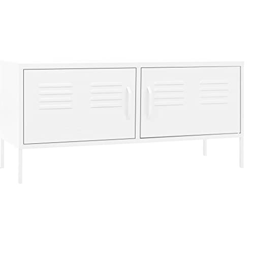 vidaXL TV Schrank mit 2 Türen Lowboard TV Möbel Tisch Board Sideboard Fernsehtisch Fernsehschrank HiFi-Schrank Weiß 105x35x50cm Stahl vidaXL TV Schrank mit 2 Türen Lowboard TV Möbel Tisch Board Sideboard Fernsehtisch Fernsehschrank HiFi-Schrank Weiß 105x35x50cm Stahl von vidaXL