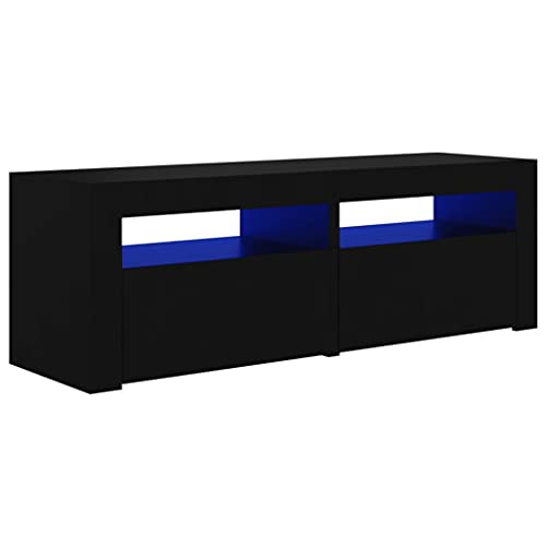 vidaXL TV Schrank mit LED-Leuchten Lowboard Fernsehschrank Fernsehtisch Sideboard HiFi-Schrank TV Möbel Tisch Board Schwarz 120x35x40cm von vidaXL