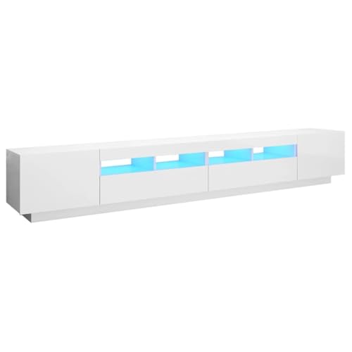vidaXL TV Schrank mit LED-Leuchten Lowboard Sideboard Fernsehschrank Fernsehtisch TV Möbel Tisch Board HiFi-Schrank Hochglanz-Weiß 260x35x40cm von vidaXL