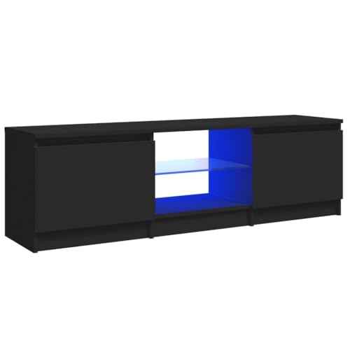 vidaXL TV Schrank mit LED-Leuchten Lowboard Sideboard Fernsehschrank Fernsehtisch TV Möbel Tisch Board HiFi-Schrank Schwarz 120x30x35,5cm von vidaXL