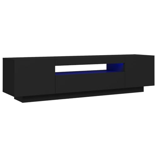 vidaXL TV Schrank mit LED-Leuchten Lowboard Sideboard Fernsehschrank Fernsehtisch TV Möbel Tisch Board HiFi-Schrank Schwarz 160x35x40cm von vidaXL