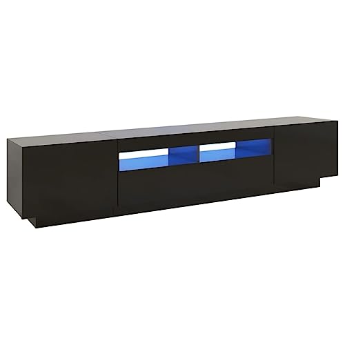 vidaXL TV Schrank mit LED-Leuchten Lowboard Sideboard Fernsehschrank Fernsehtisch TV Möbel Tisch Board HiFi-Schrank Schwarz 200x35x40cm von vidaXL