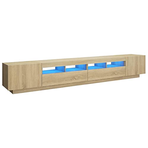 vidaXL TV Schrank mit LED-Leuchten Lowboard Sideboard Fernsehschrank Fernsehtisch TV Möbel Tisch Board HiFi-Schrank Sonoma-Eiche 260x35x40cm von vidaXL