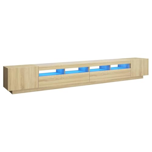 vidaXL TV Schrank mit LED-Leuchten Lowboard Sideboard Fernsehschrank Fernsehtisch TV Möbel Tisch Board HiFi-Schrank Sonoma-Eiche 300x35x40cm von vidaXL