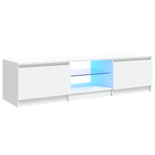 vidaXL TV Schrank mit LED-Leuchten Lowboard Sideboard Fernsehschrank Fernsehtisch TV Möbel Tisch Board HiFi-Schrank Weiß 140x40x35,5cm von vidaXL