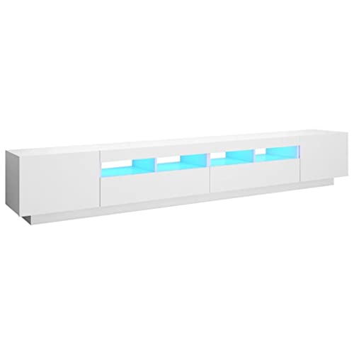 vidaXL TV Schrank mit LED-Leuchten Lowboard Sideboard Fernsehschrank Fernsehtisch TV Möbel Tisch Board HiFi-Schrank Weiß 260x35x40cm von vidaXL