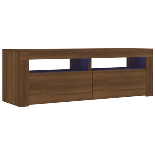 vidaXL TV Schrank mit LED-Leuchten Lowboard TV Möbel Tisch Board Sideboard Fernsehschrank Fernsehtisch HiFi-Schrank Braun Eichen-Optik 120x35x40cm von vidaXL