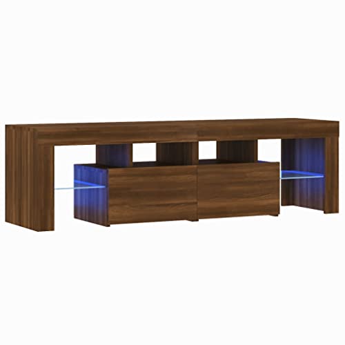 vidaXL TV Schrank mit LED-Leuchten Lowboard TV Möbel Tisch Board Sideboard Fernsehschrank Fernsehtisch HiFi-Schrank Braun Eichen-Optik 140x36,5x40cm von vidaXL
