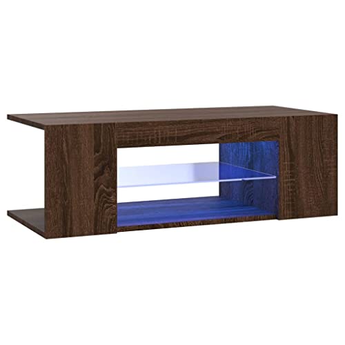 vidaXL TV Schrank mit LED-Leuchten Lowboard TV Möbel Tisch Board Sideboard Fernsehschrank Fernsehtisch HiFi-Schrank Braun Eichen-Optik 90x39x30cm von vidaXL