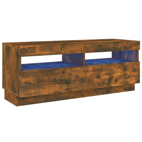 vidaXL TV Schrank mit LED-Leuchten Lowboard TV Möbel Tisch Board Sideboard Fernsehschrank Fernsehtisch HiFi-Schrank Räuchereiche 100x35x40cm von vidaXL