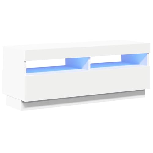 vidaXL TV Schrank mit LED-Leuchten Lowboard TV Möbel Tisch Board Sideboard Fernsehtisch Fernsehschrank HiFi-Schrank Weiß 100x35x40cm von vidaXL