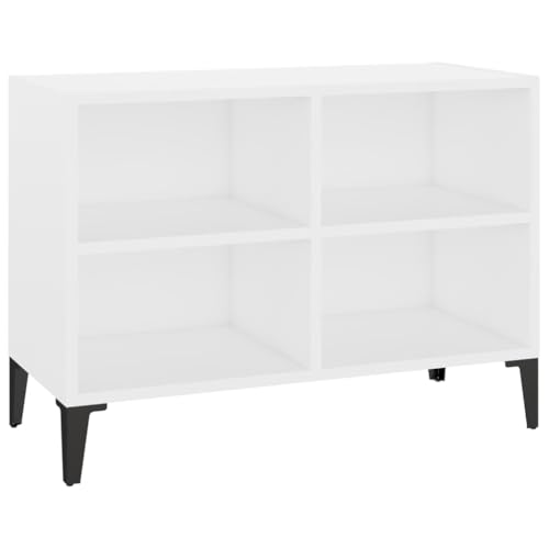 vidaXL TV Schrank mit Metallbeinen 4 Fächern Lowboard Sideboard Fernsehschrank Fernsehtisch TV Möbel HiFi-Schrank Weiß 69,5x30x50cm von vidaXL