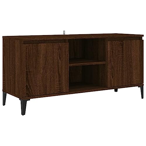 vidaXL TV Schrank mit Metallbeinen Lowboard TV Möbel Tisch Board Sideboard Fernsehtisch Fernsehschrank HiFi-Schrank Braun Eichen-Optik 103,5x35x50cm von vidaXL