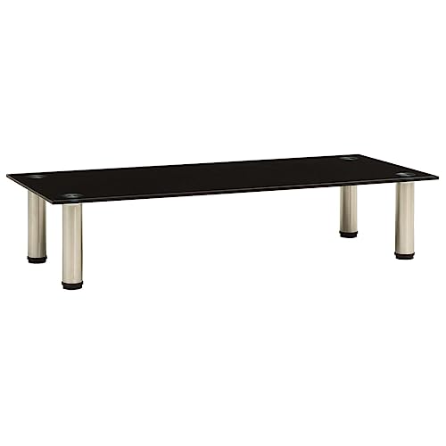 vidaXL TV Tisch Schrank Monitor Glasaufsatz Aufsatz Monitorerhöhung Fernseh Podest Monitoraufsatz Erhöhung Schwarz 80x35x17cm Hartglas von vidaXL
