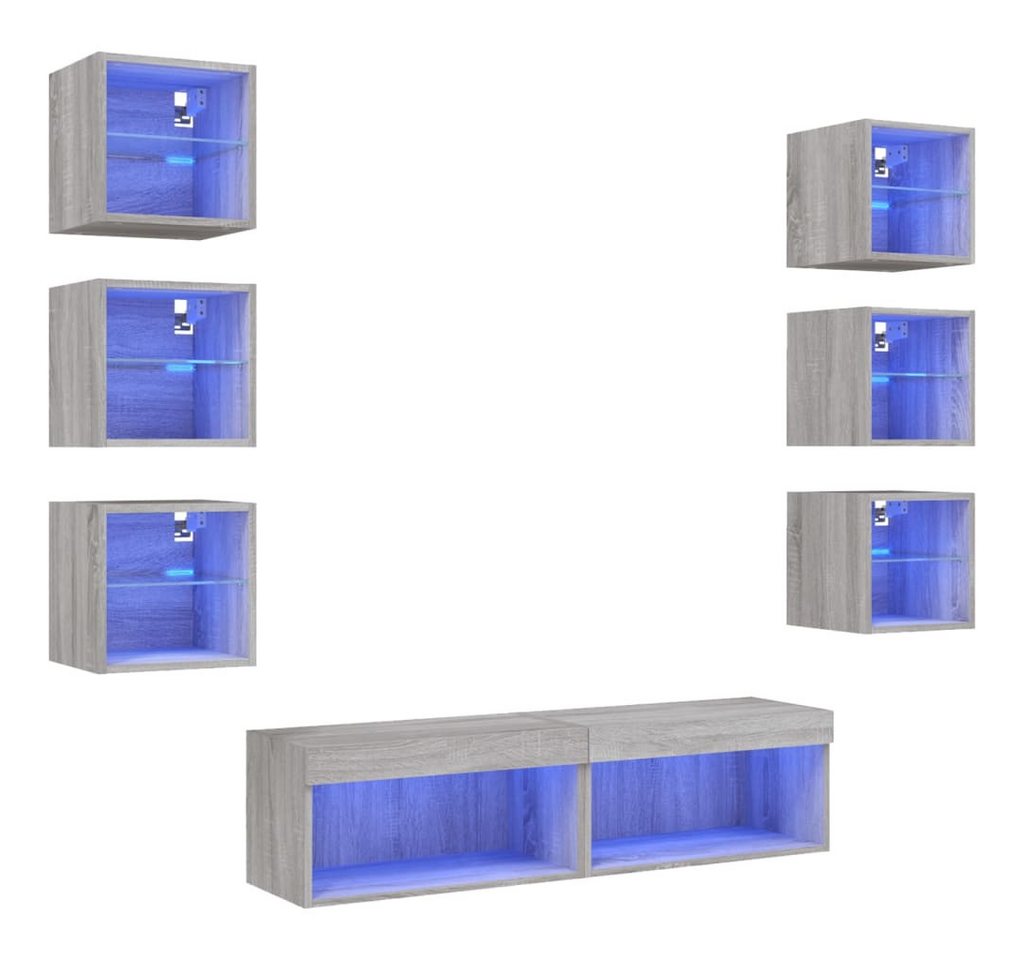 vidaXL TV-Wand, 8-tlg. Wohnwand mit LED-Beleuchtung Grau Sonoma Holzwerkstoff vidaXL TV-Wand, 8-tlg. Wohnwand mit LED-Beleuchtung Grau Sonoma Holzwerkstoff von vidaXL