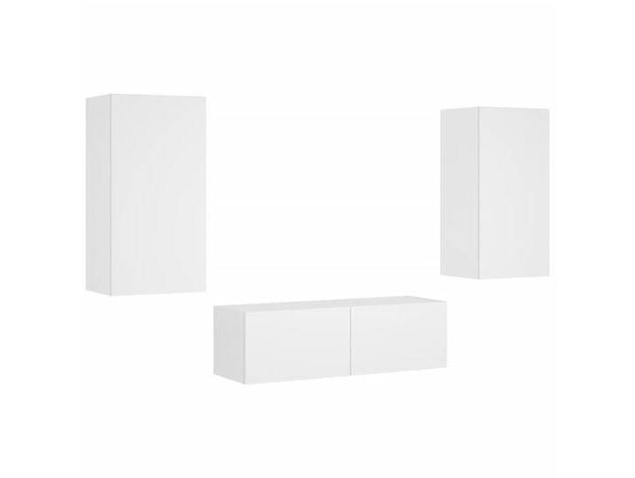 vidaXL TV-Wand 3-tlg. TV-Wohnwand mit LED-Leuchten Weiß, (1-St), WeiÃ von vidaXL