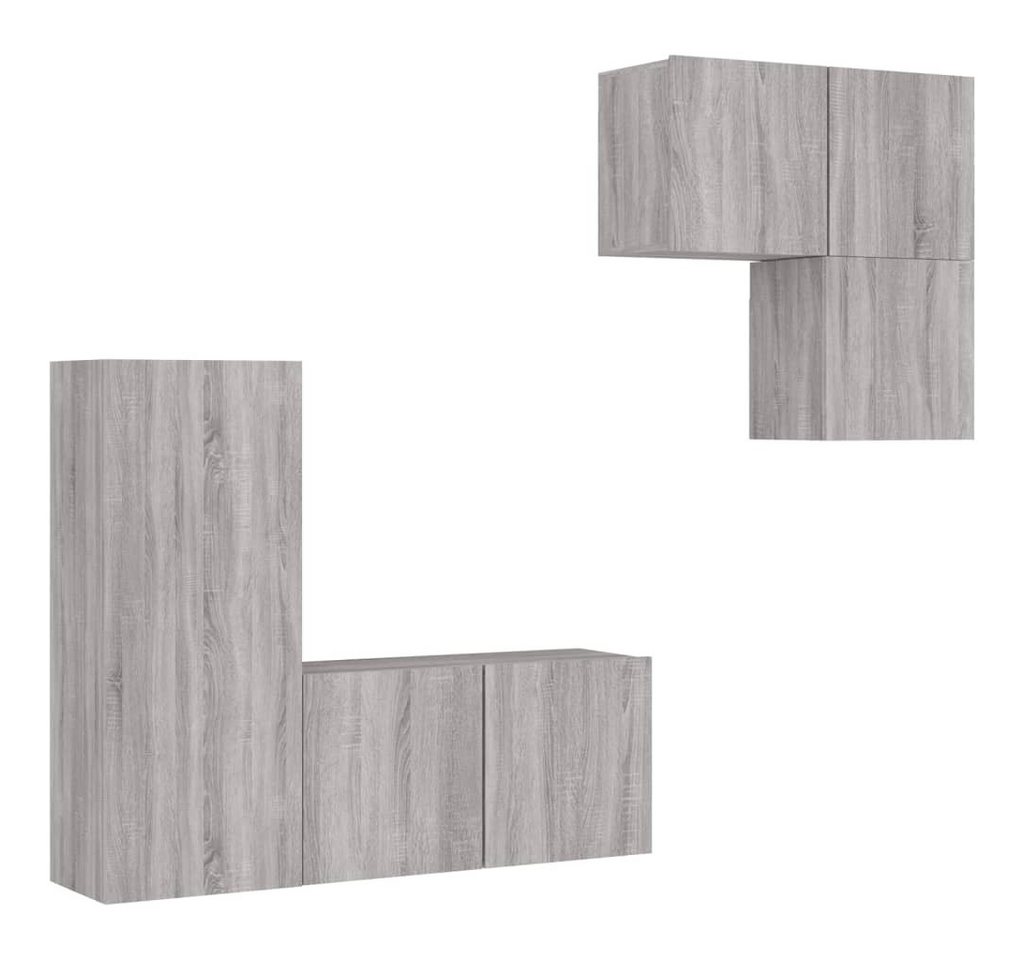 vidaXL TV-Wand 4-tlg. Wohnwand Grau Sonoma Holzwerkstoff, (1-St) von vidaXL