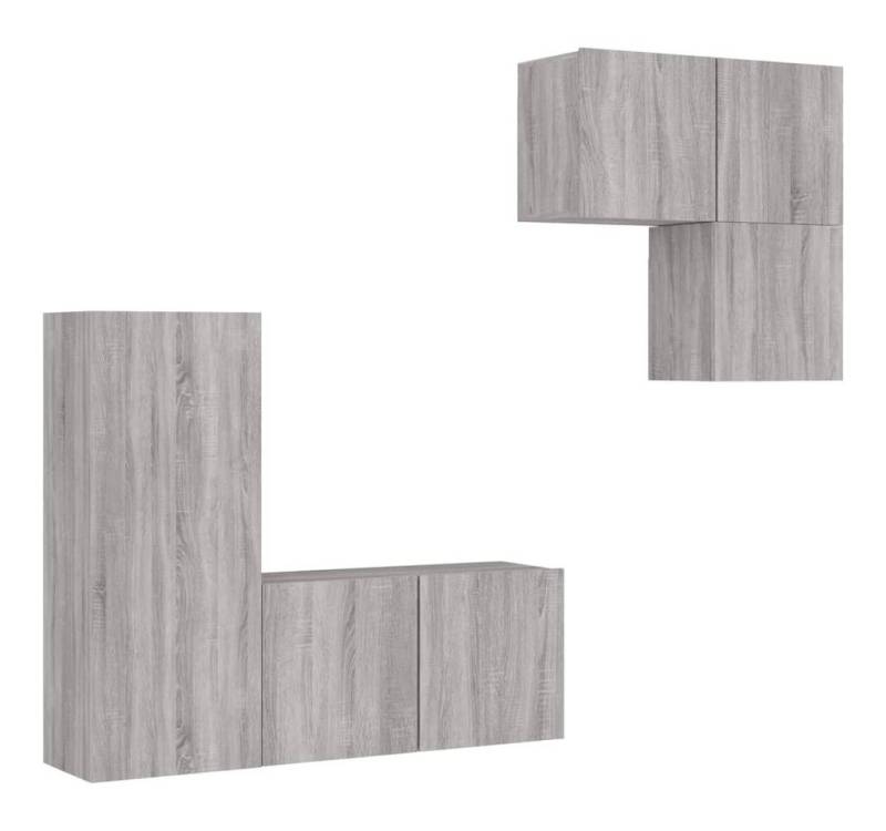 vidaXL TV-Wand 4-tlg. Wohnwand Grau Sonoma Holzwerkstoff, (1-St) von vidaXL
