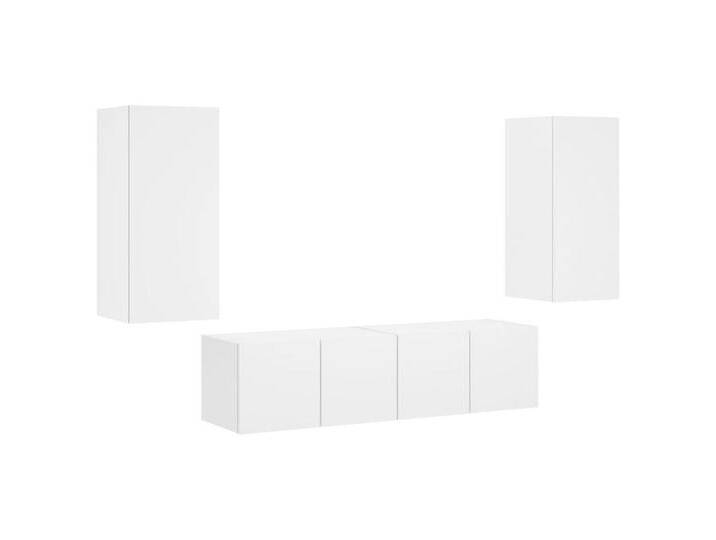 vidaXL TV-Wand 4-tlg. Wohnwand mit LED-Beleuchtung Weiß Holzwerkstoff, (1-St), WeiÃ von vidaXL