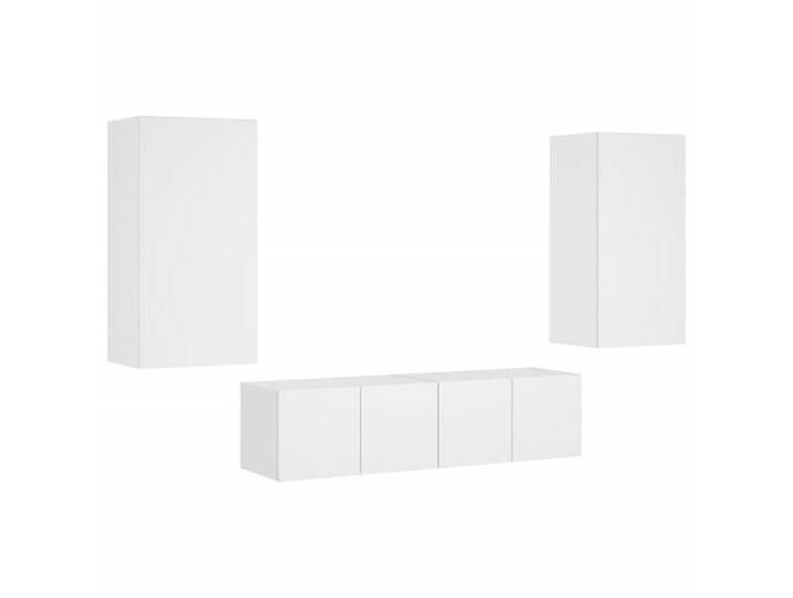 vidaXL TV-Wand 4-tlg. Wohnwand mit LED-Beleuchtung Weiß Holzwerkstoff, (1-St), WeiÃ von vidaXL