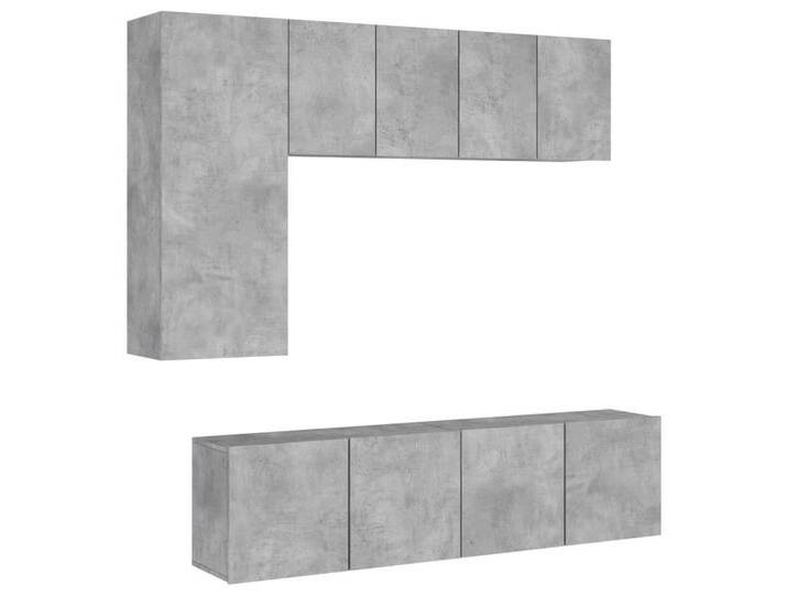 vidaXL TV-Wand 5-tlg. Wohnwand Betongrau Holzwerkstoff, (1-St), grau, Betongrau von vidaXL
