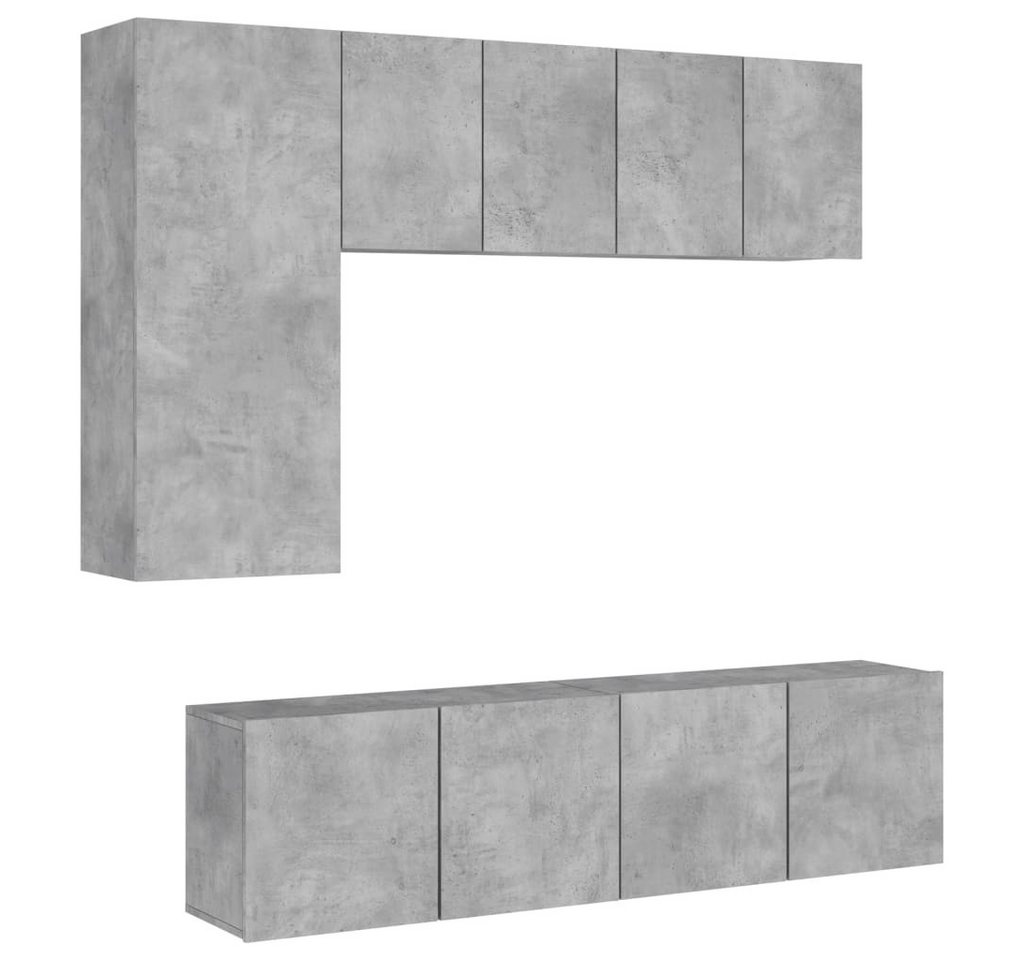 vidaXL TV-Wand 5-tlg. Wohnwand Betongrau Holzwerkstoff, (1-St) von vidaXL
