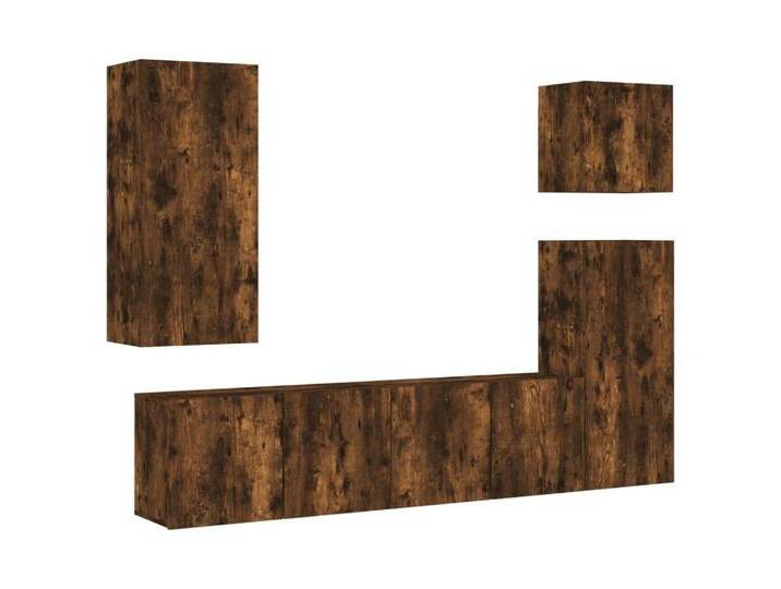 vidaXL TV-Wand 5-tlg. Wohnwand Räuchereiche Holzwerkstoff, (1-St), RÃ¤uchereiche von vidaXL
