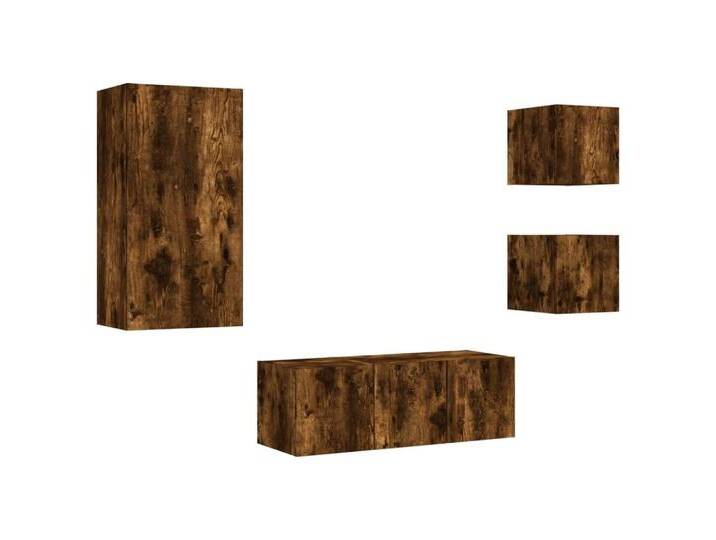 vidaXL TV-Wand 5-tlg. Wohnwand mit LED-Beleuchtung Räuchereiche Holzwerkstoff, (1-St), RÃ¤uchereiche von vidaXL