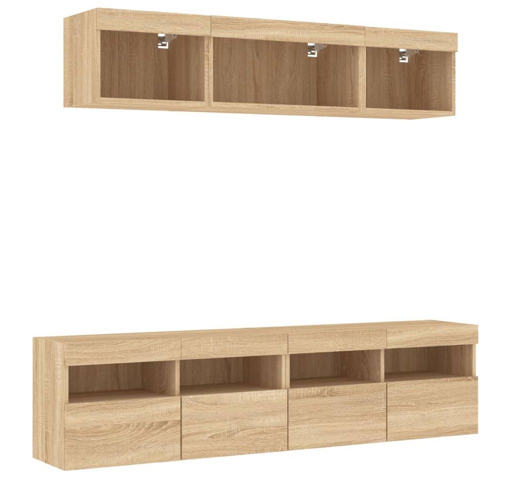 vidaXL TV-Wand 5-tlg. Wohnwand mit LED-Beleuchtung Sonoma-Eiche Holzwerkstoff, (1-St) von vidaXL