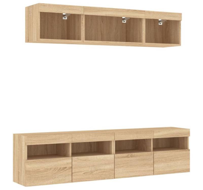 vidaXL TV-Wand 5-tlg. Wohnwand mit LED-Beleuchtung Sonoma-Eiche Holzwerkstoff, (1-St) von vidaXL