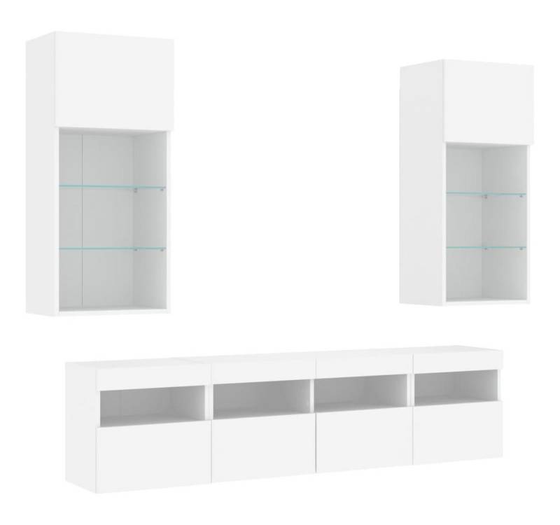 vidaXL TV-Wand 5-tlg. Wohnwand mit LED-Beleuchtung Weiß Holzwerkstoff, (1-St) von vidaXL