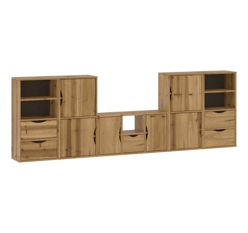 vidaXL TV-Wand 5-tlg. Wohnwand mit Stauraum ODDA Massivholz Kiefer, (1-St) von vidaXL